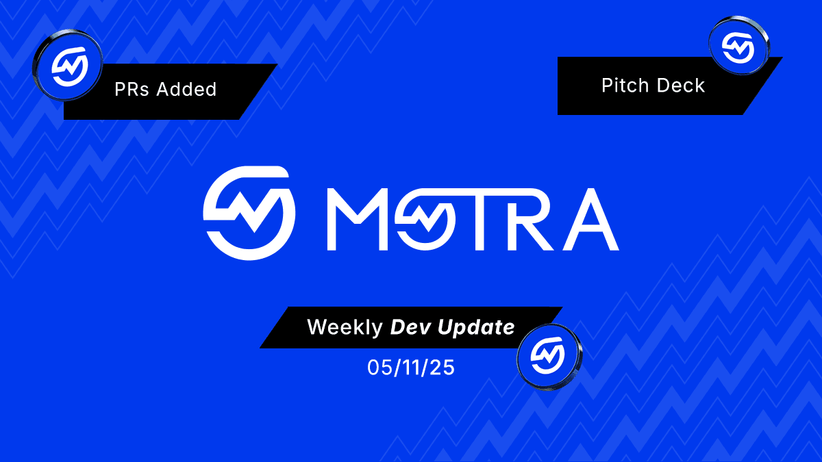 Blue MOTRA weekly update graphic about new personal records and the pitch deck